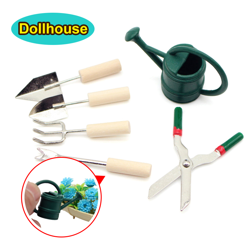 Gardening Tools In - 1/12 ドールハウスシミュレーションじょうろスパデはさみセットドールハウスミニチュアガーデニングツールドールハウスマイクロ風景装飾