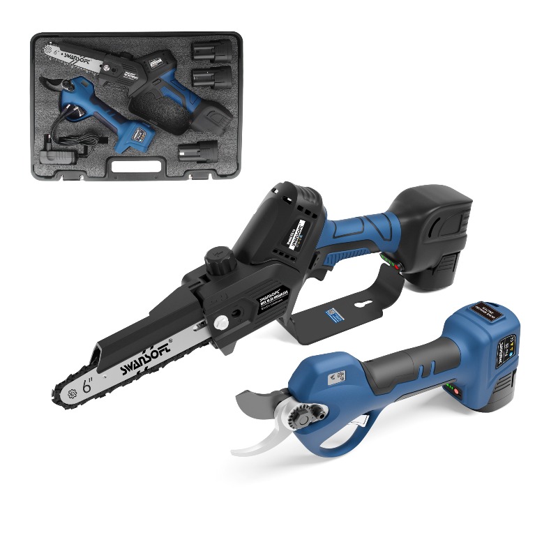 Gardening Tools In - 【ベストセラー】コードレスブラシレス電動剪定鋏とチェーンソーのコンボキット 2-in-1 電動工具セット 庭木の枝用