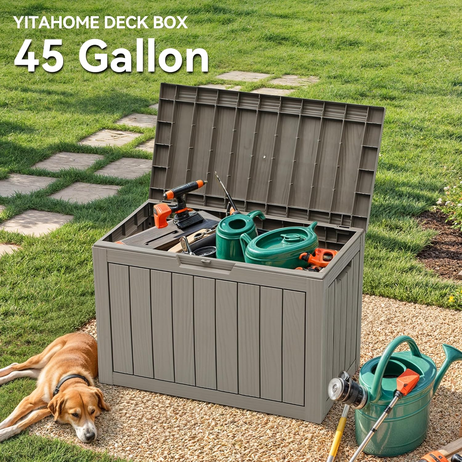 45ガロンデッキボックス、パティオクッションや園芸工具用の屋 - Gardening Tools Images のレビューと価格