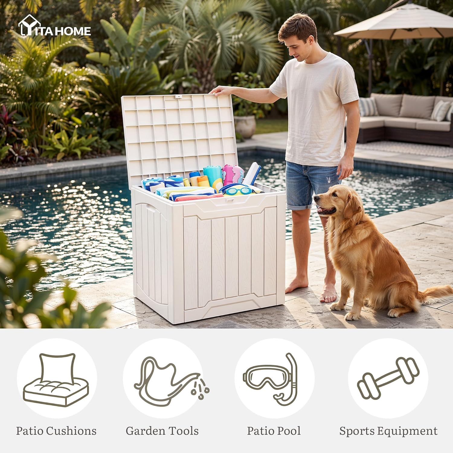 31ガロン デッキボックス 2個セット ロック付き 屋外収納 - Gardening Tools Images のレビューと価格
