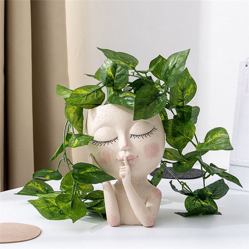 女の子の顔の形をした花瓶、花の装飾、樹脂製の植木鉢、ガーデニ - Gardening Tools Girls のレビューと価格