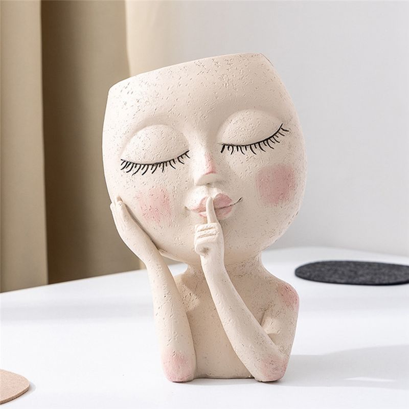 女の子の顔の形をした花瓶、花の装飾、樹脂製の植木鉢、ガーデニ - Gardening Tools Girls のレビューと価格