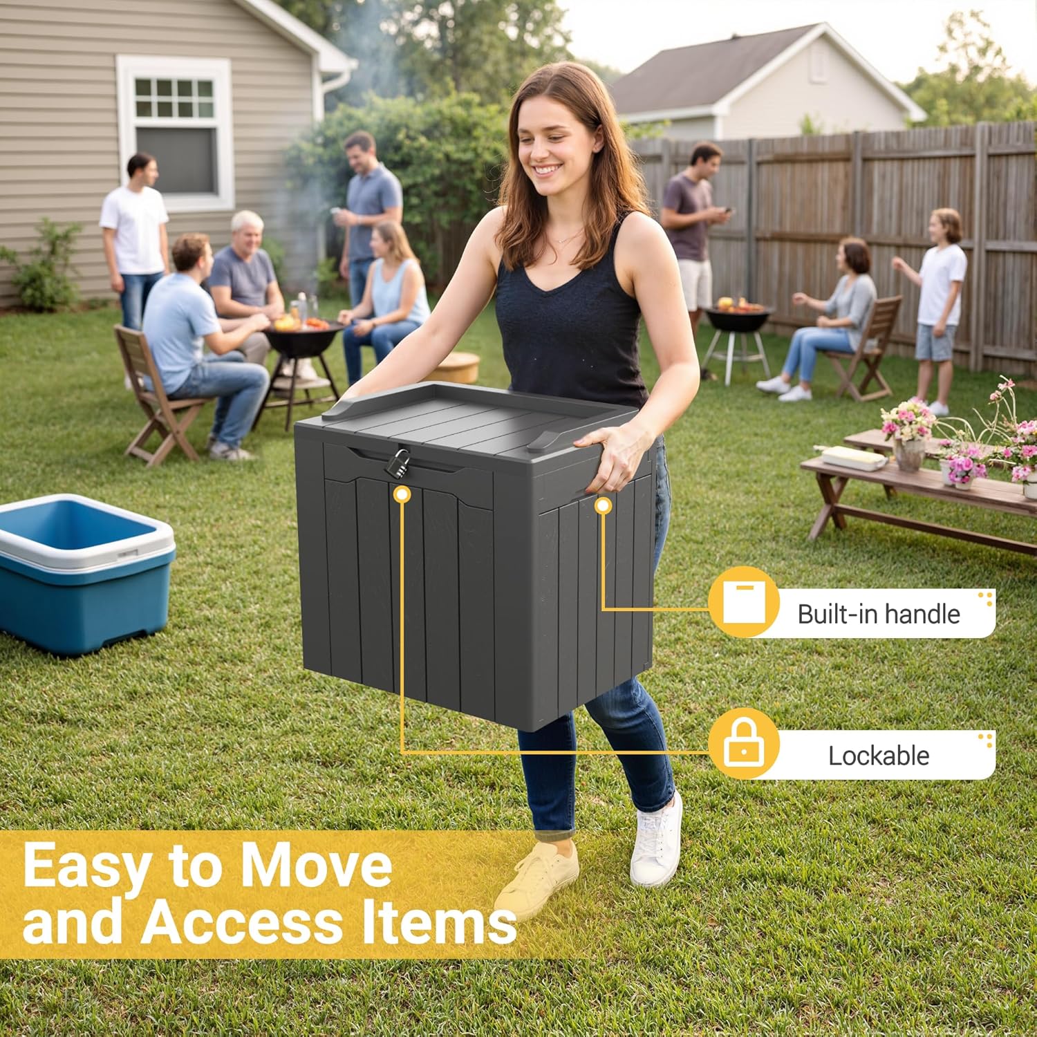 31ガロン屋外収納ボックス（蓋付き）、パティオ家具、園芸工具 - Gardening Tools Images のレビューと価格